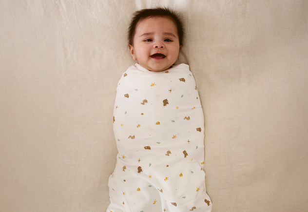 Newborn baby wrapped safely in a baby swaddle