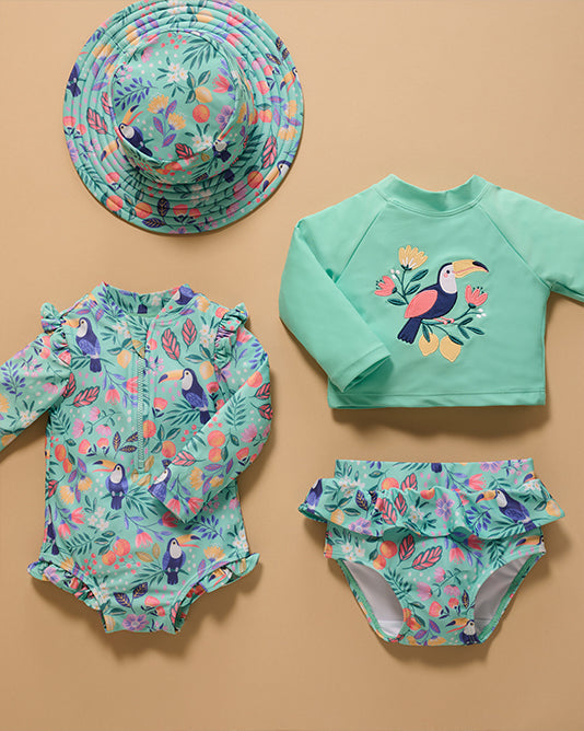 green kids and baby swimwear